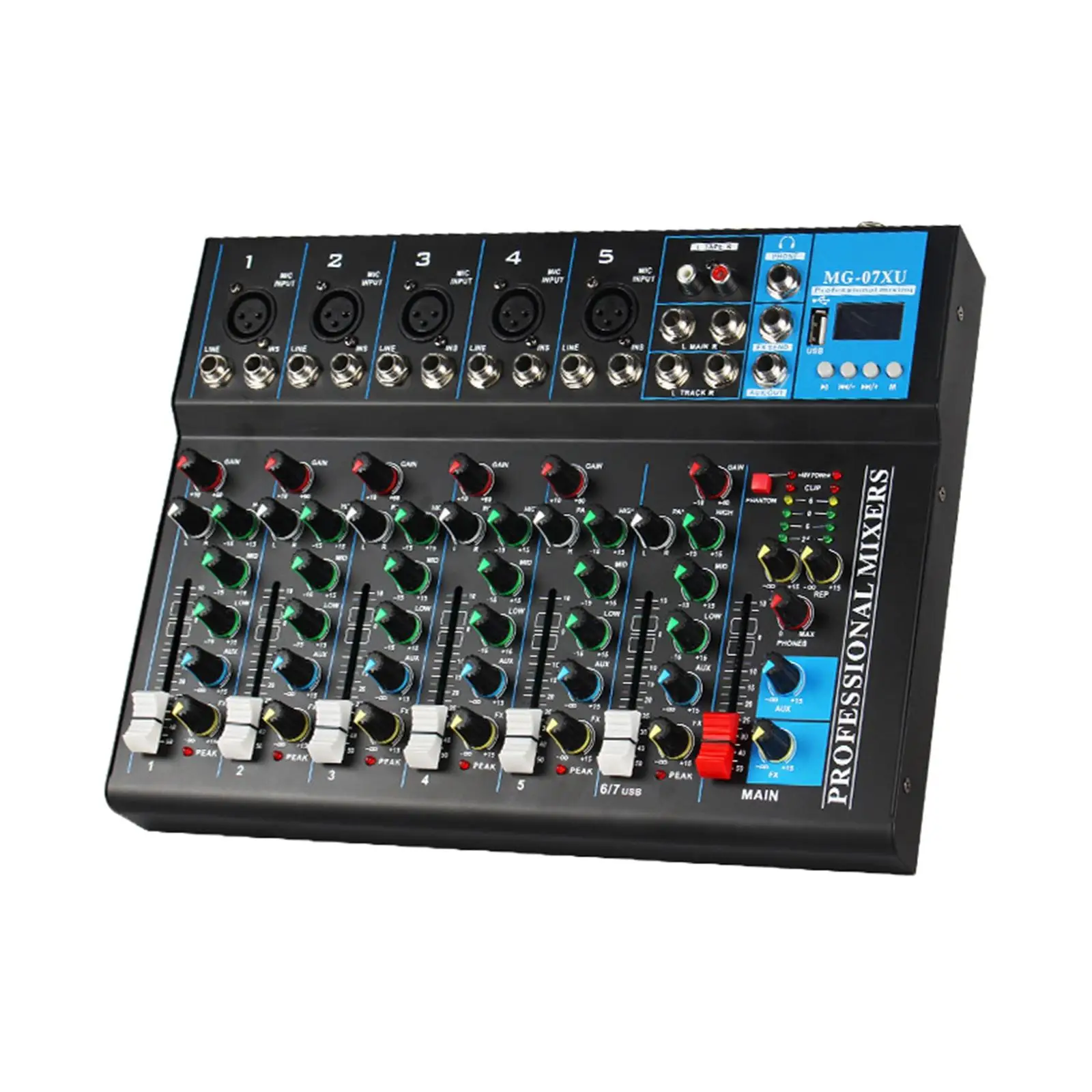 오디오 믹서 USB 오디오 인터페이스 48V 전원 블루투스 MP3 파티 DJ용