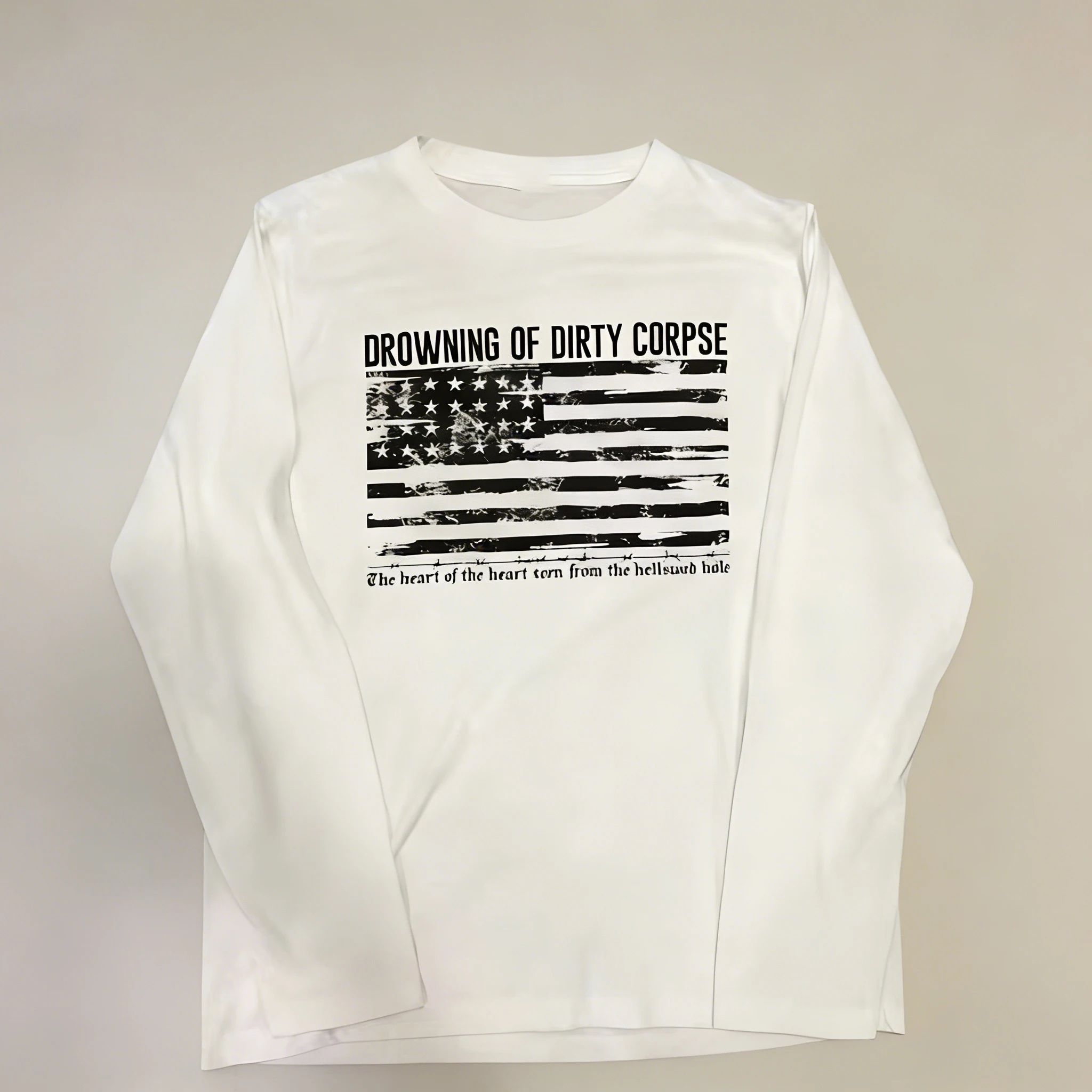 Koreanisches Y2K American Style Damen-Oberteil mit Aufdruck, langen Ärmeln und lockerer Passform, vielseitig für den täglichen Freizeitgebrauch.