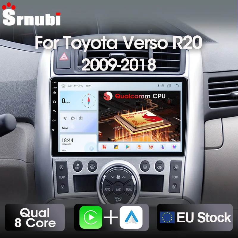 Srnubi 2 Din Car Radio CarPlay Android Auto WiFi GPS BT Support Backup Camera Video Music For Toyota Verso R20 2009-2018 Stereo