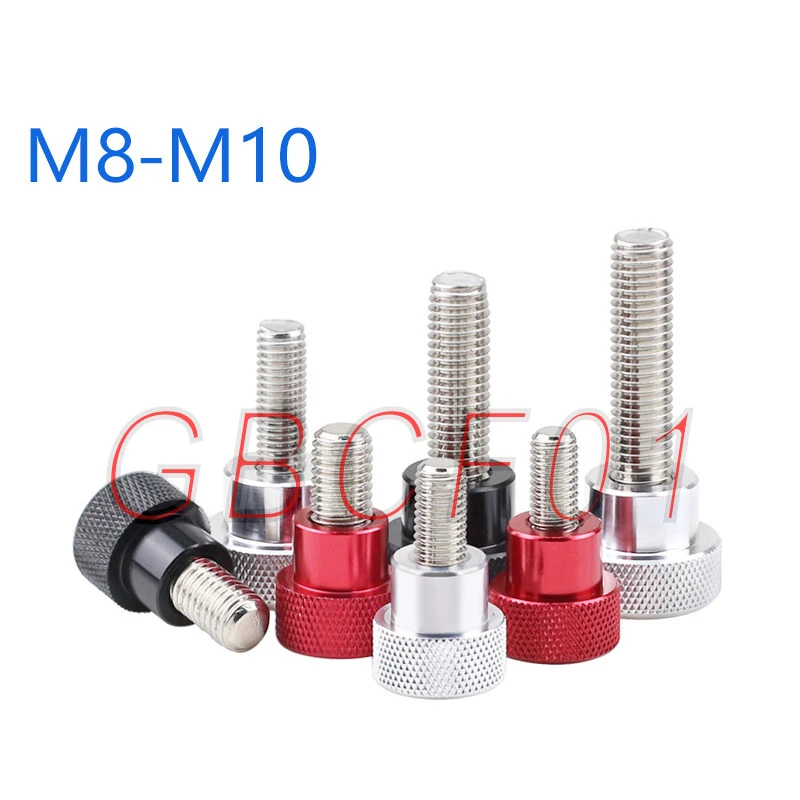 M8-M10 BIack 스테인레스 스틸 핸드 스크류 (알루미늄 합금 핸들 포함) 높은 헤드 널링 핸드 조임 엄지 나사 스레드 1 8PCS