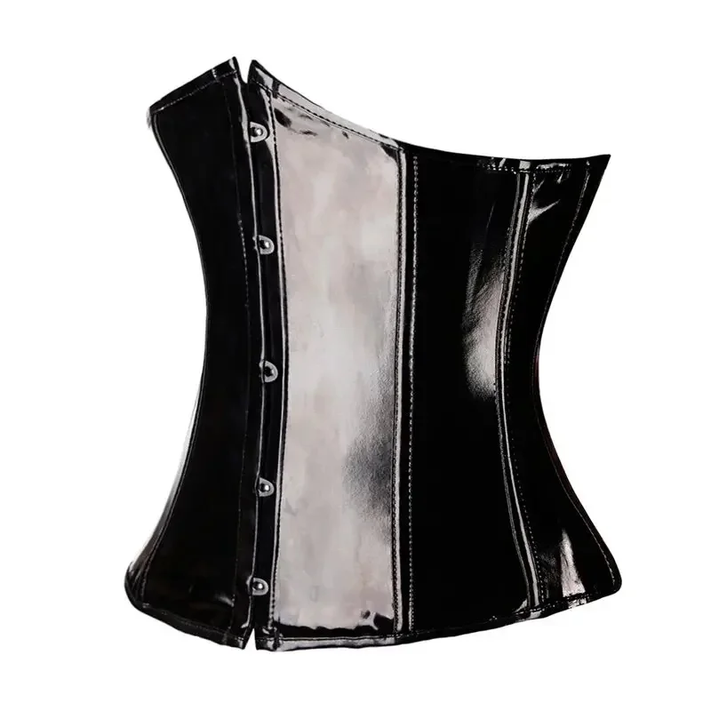 PVC Vinyl Corset Top Underbust Push Up Boned Bustier Goth Punk Women Front Busk Plus Size Sexy