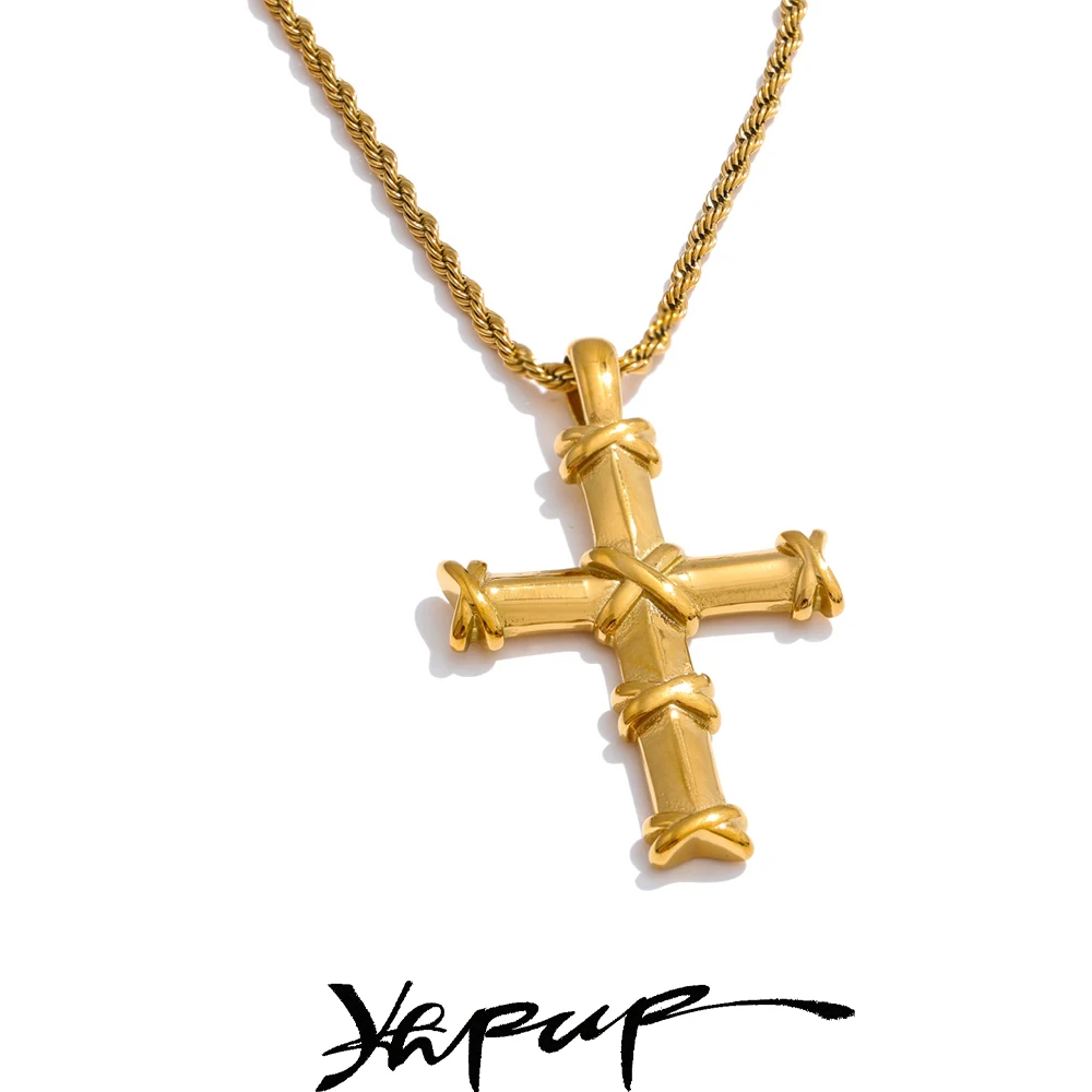 Yhpup Stainless Steel Cross Classic Necklace