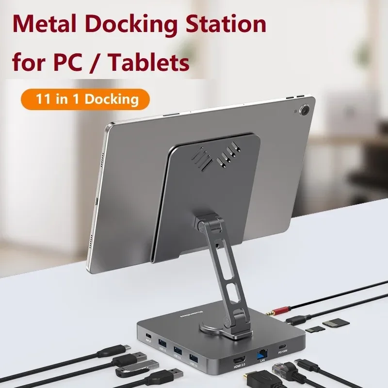 

Tablet Charging Dock Station with Foldable Metal Kickstand Multiport Type C Hub for Ipad Pro Phone Stand Hub Apple Accessories