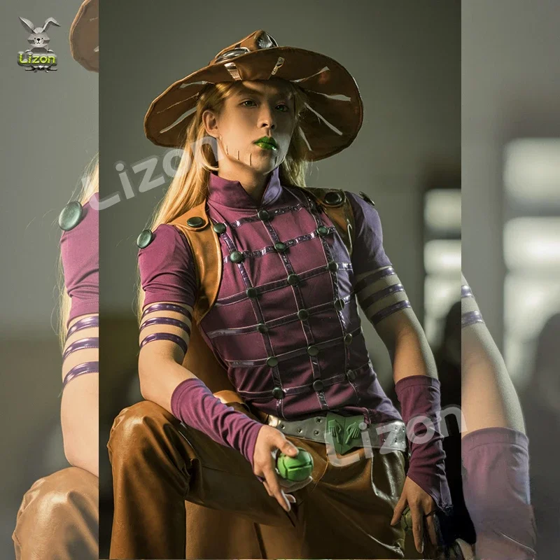 

JoJo's Bizarre Adventure Steel Ball Run Gyro Zeppeli Cosplay Costume Spin Master Cosplay Costume Full Set with Hat Halloween