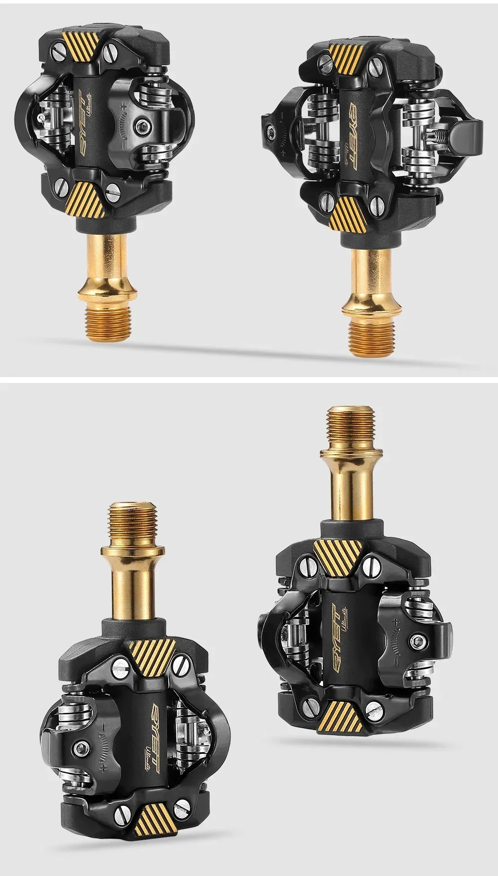RYET Fahrradpedal SPD Klick Mountainbike Pedale MTB Pedal Dual Platform MTB Klickpedal Fahrradteile Golden Schwarz – Detail 11