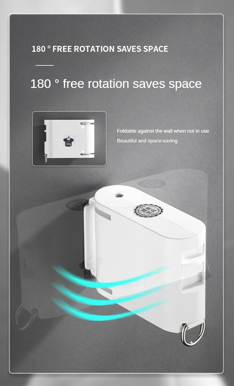 Retractable Hanging Drying Rack Invisible Clothesline Balcony Clothes Line Hole-Free Indoor Hotel Balcony Bathroom