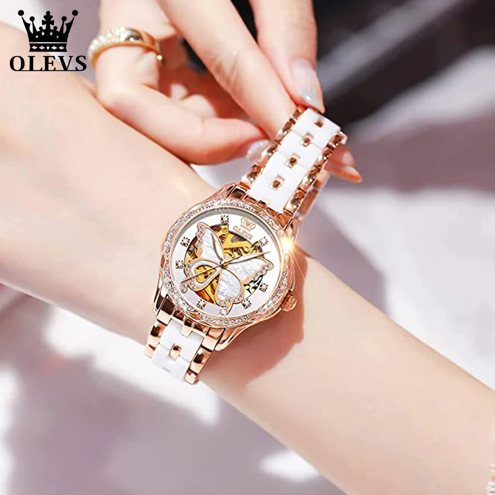 OLEVS Women's Automatic Watches Skeleton Mechanical Ladies