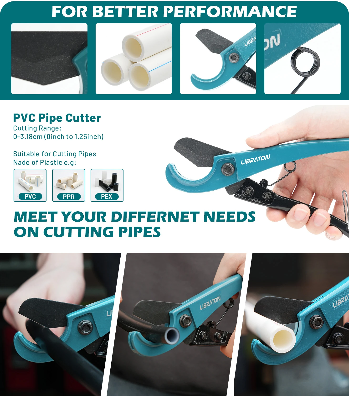 1-1/4인치 PEX 파이프 커터 2개, 파이프 커터, PEX 튜브 커터, PVC 파이프 절단 도구, PEX, PVC(얇은) PPR 플라스틱용 수동 절단 도구