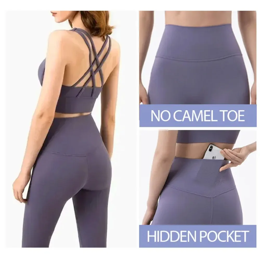 Ensemble de yoga 2 pièces sans couture en tricot avec legging de fitness et soutien-gorge de sport en élasthanne pour femme (couleur : vert foncé, taille : S