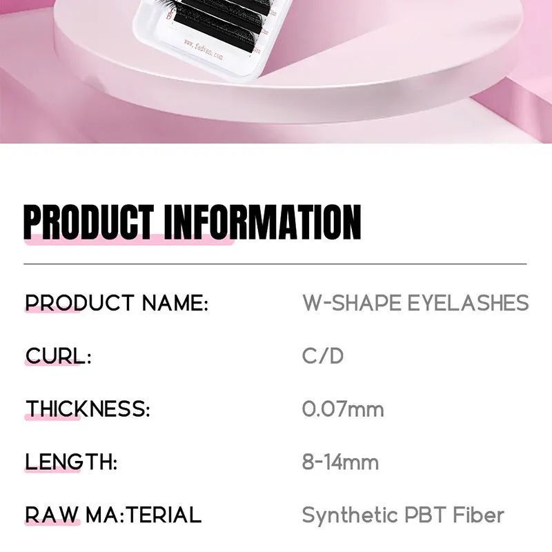 FADVAN W 3D 4D 5D 8-12/8-14mm Wimpern Wimpernverlängerung W-Form C/D Curl Neuartige Hybrid-Volumen Make-up Faux Mink Wimpern – Detail 2