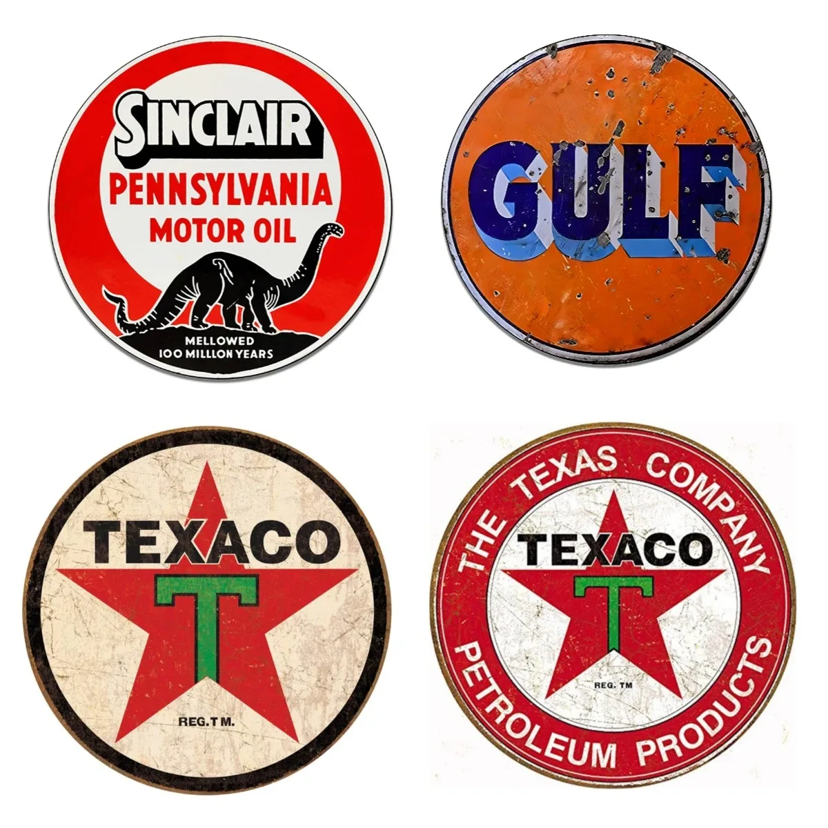 Vintage-Round-Metal-Sign-Decor-New-Gulf-Posters-Petroleum-and-Gasoline ...