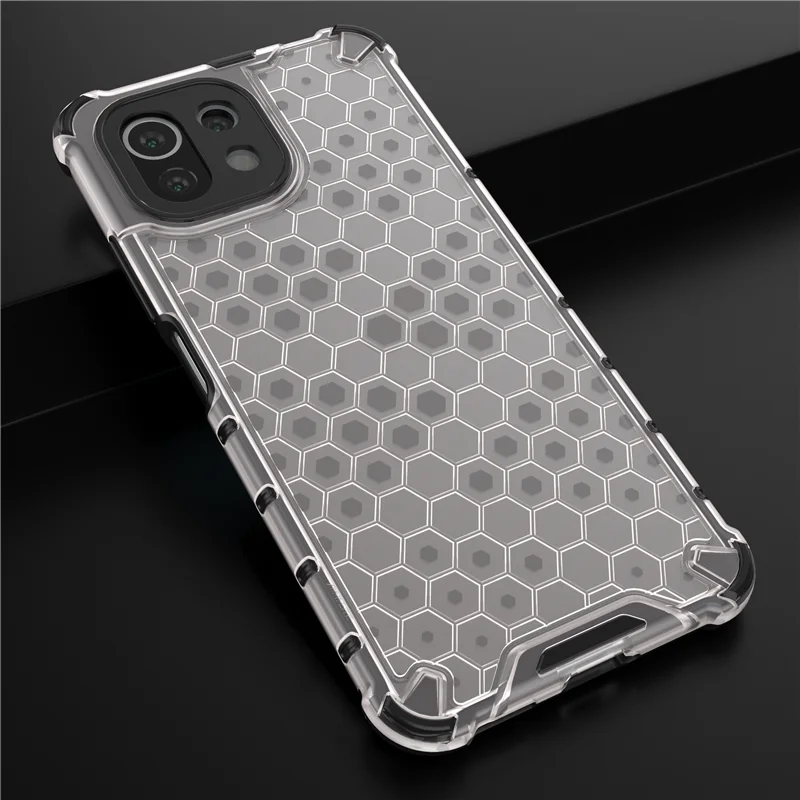 Honeycomb Style Armor Shockproof Phone Case For Xiaomi Mi 11 Lite 5G NE  Mi11 Pro TPU Bumper Hard Plastic Back Cover Coque Fundas