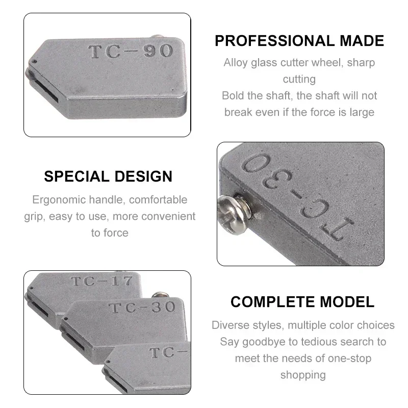 4 Different Sizes Glass Cutter Head Alloy Glass Straight Cutting Tile Cutter Head Replacement TC-17 TC-30 TC-10 TC-90