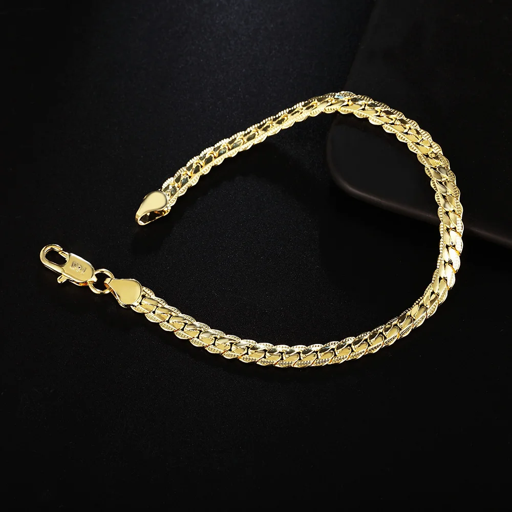 

Noble 6MM snake Chain Beautiful bracelet Gold color silver color fashion Wedding women men cute lady bracelet jewelry