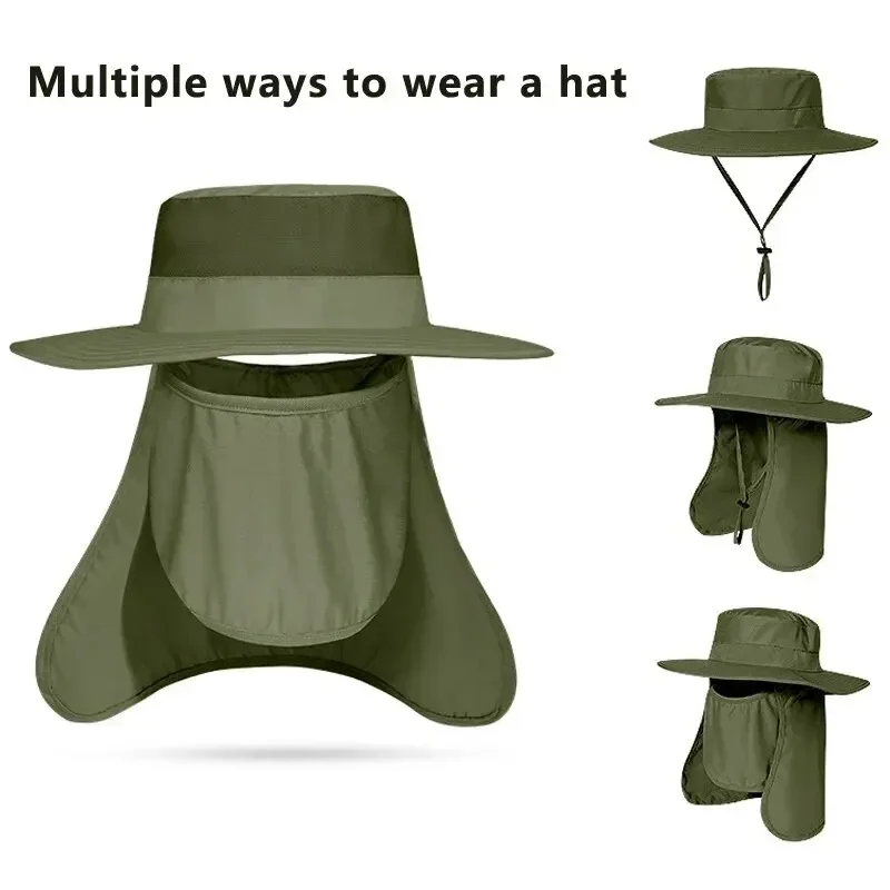 Sun Protection Fishing Hat Summer Breathable Mesh Camping Hiking Caps Anti-UV Sun Hat Mountaineering Caps Men's Panama fisherman hat,fishing hat,sports caps