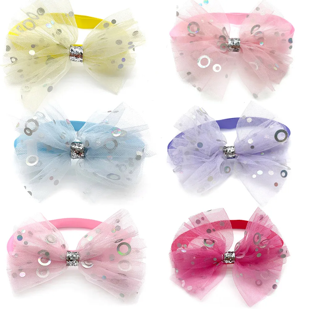 50/100pcs Cute Puppy Dogs Cat Bow Ties Pet Products for Dog Bow Tie Necktie Lace Mesh Style Bowkont Pet Supplies Dog Cat Ties wholesale 50 pcs polyester dog puppy cat pet bowtie lot pet bow tie dog necktie and suitable for kids clothes tie