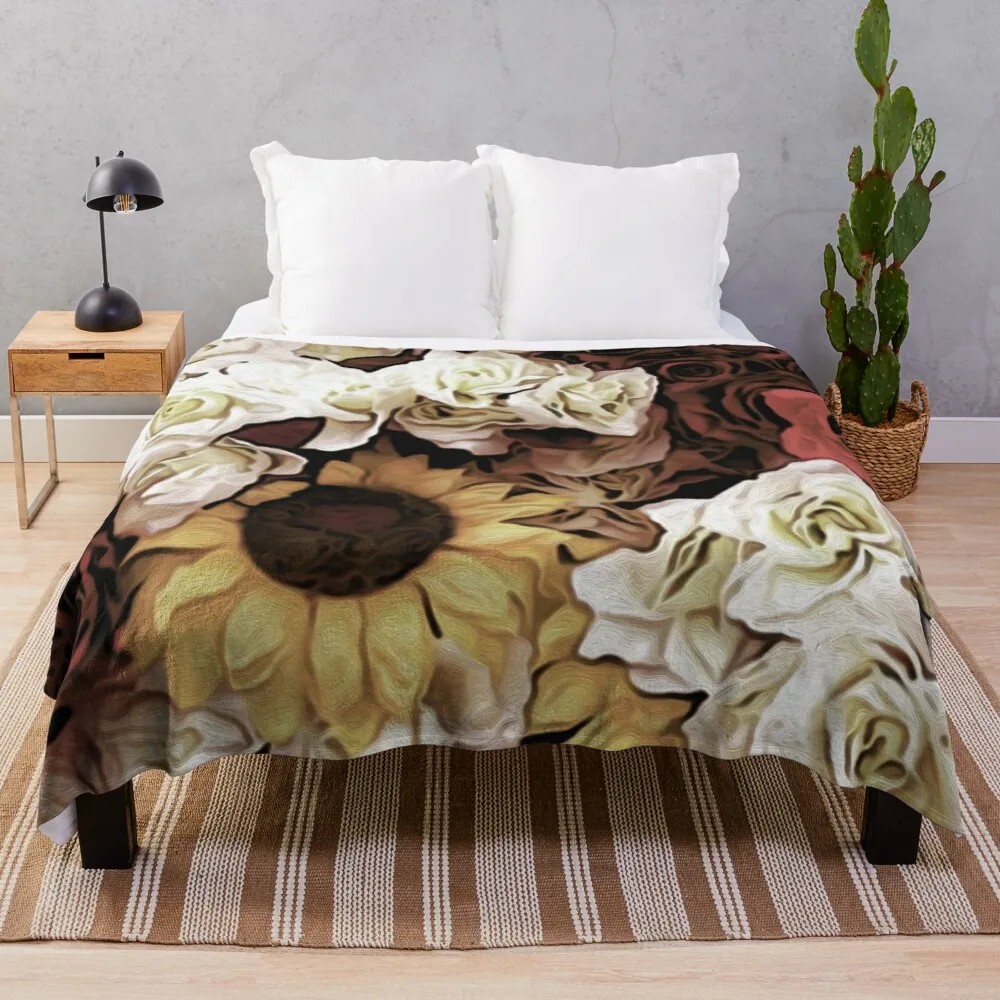 

Roses and Sunflower Throw Blanket Thin Blankets Throw And Blanket