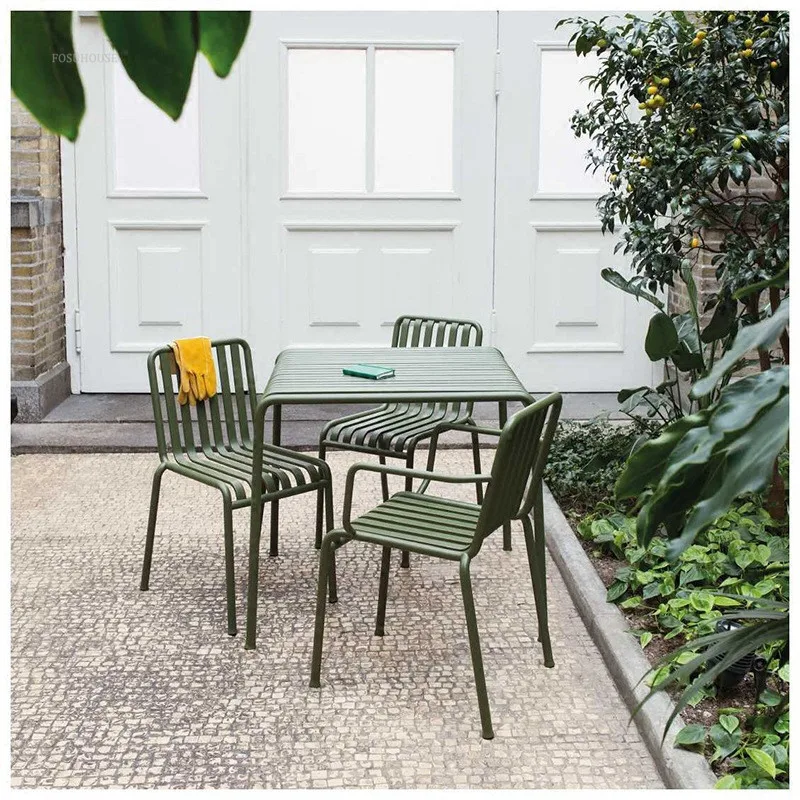 Nordic Outdoor Furniture Wrought Iron Garden Chairs Balcony Courtyard Coffee Shop Lounge Chair Creative Restaurant Villa Stool outdoor bistro set outdoor table and chair set