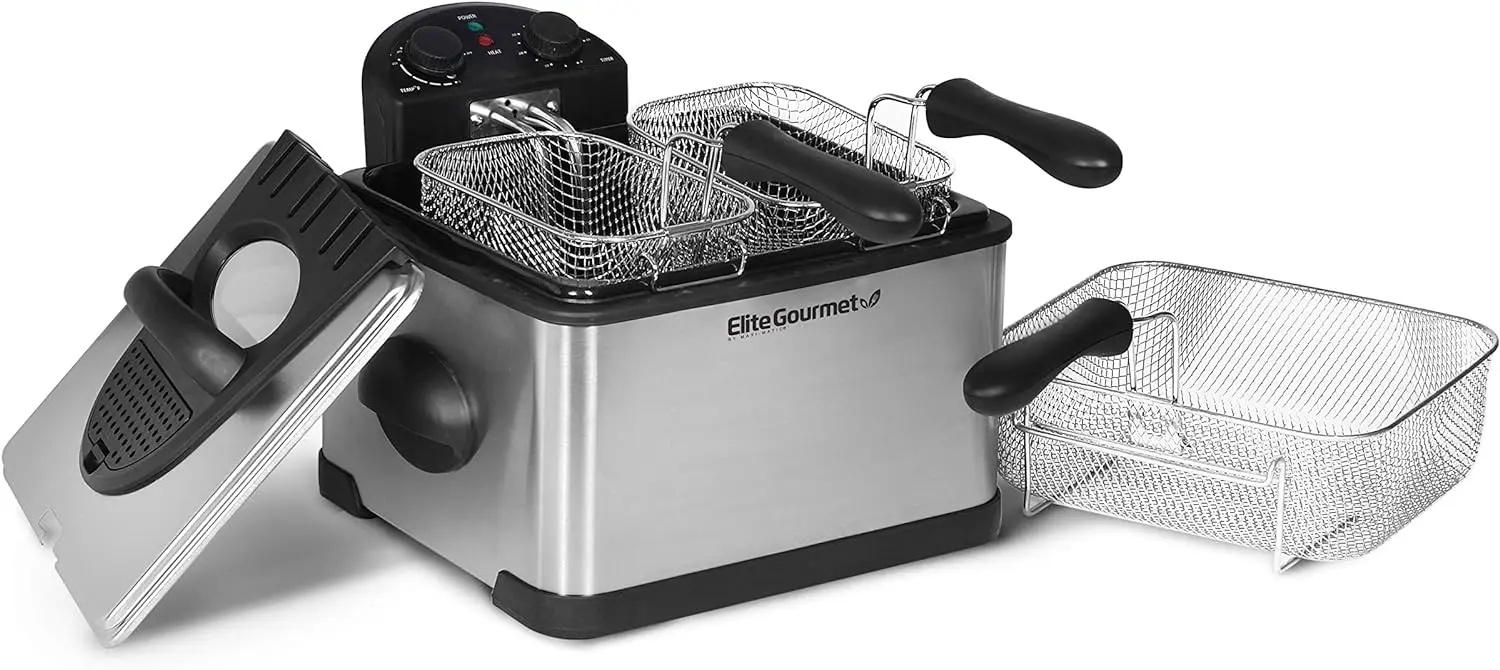 Elite Gourmet Immersion Deep Fryer with Timer - 3.5 qt