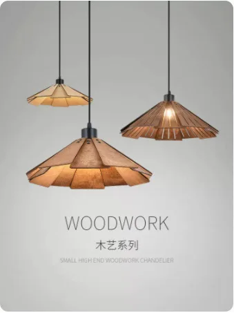 

New Wooden Restaurant Pendant Light Japanese Retro Dining Table, Bar Table, Homestay Tea Room Corridor Creative Straw Hat
