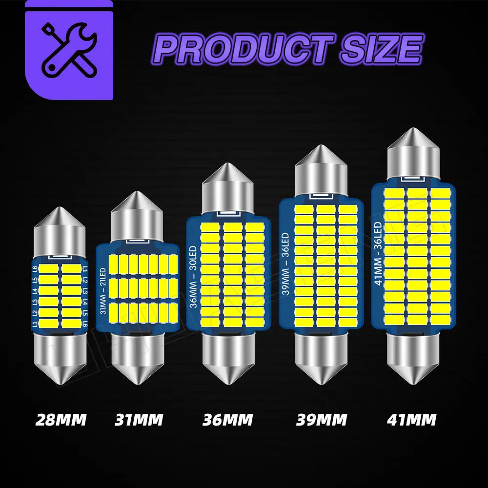 UHUASENG LED  佺 Ʈ , ڵ , , , ũ,  ȭƮ, C10W, 12V, 24V, T10 BA9S, C5W, 28mm, 31mm, 36mm, 39mm, 41mm, 2