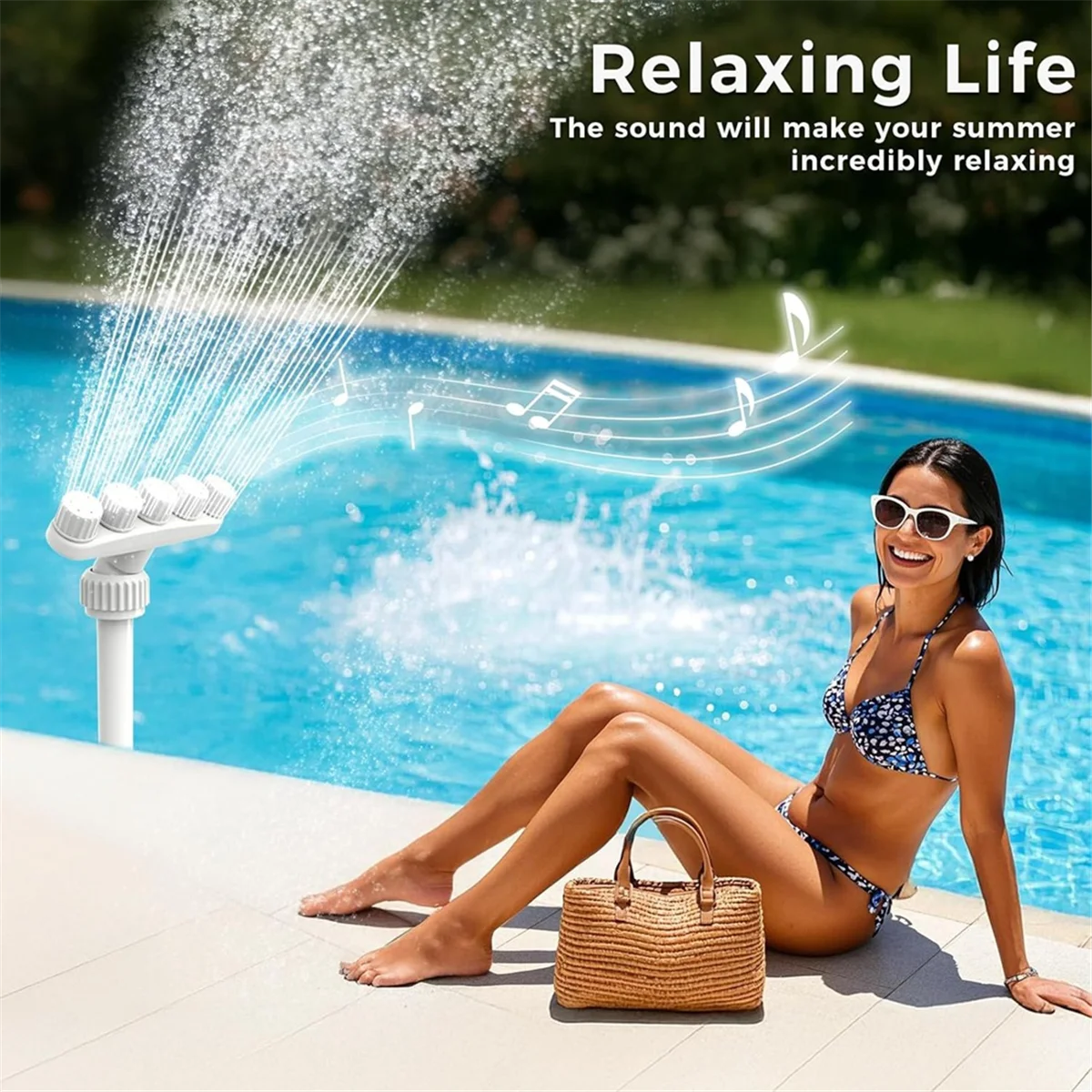 SEMOIC Adjustable Pool Fountain with 5 Nozzle for Inground Pools,360&deg; Direction Control,Cooling Waterfall Sprinkler and Aerator
