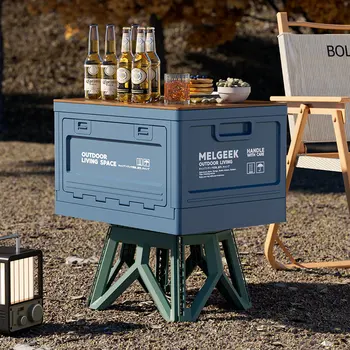 캠핑 보관함, 트렁크 정리함, 캠핑 피크닉 캠핑 박스, 자동차 접이식 야외 벤치 및 도마 상품 이미지