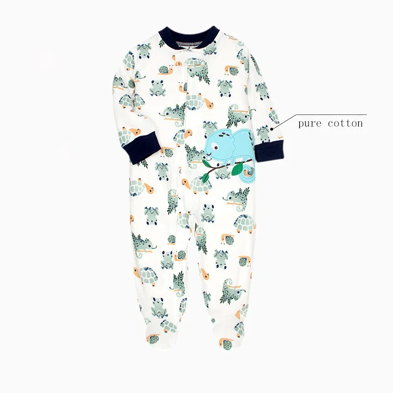 Newborn Infant Baby Boy Girl Clothes Long-Sleeve Print Romper Toddler Girls Jumpsuit Pure Cotton Kids Pajamas For a 0-12 Months