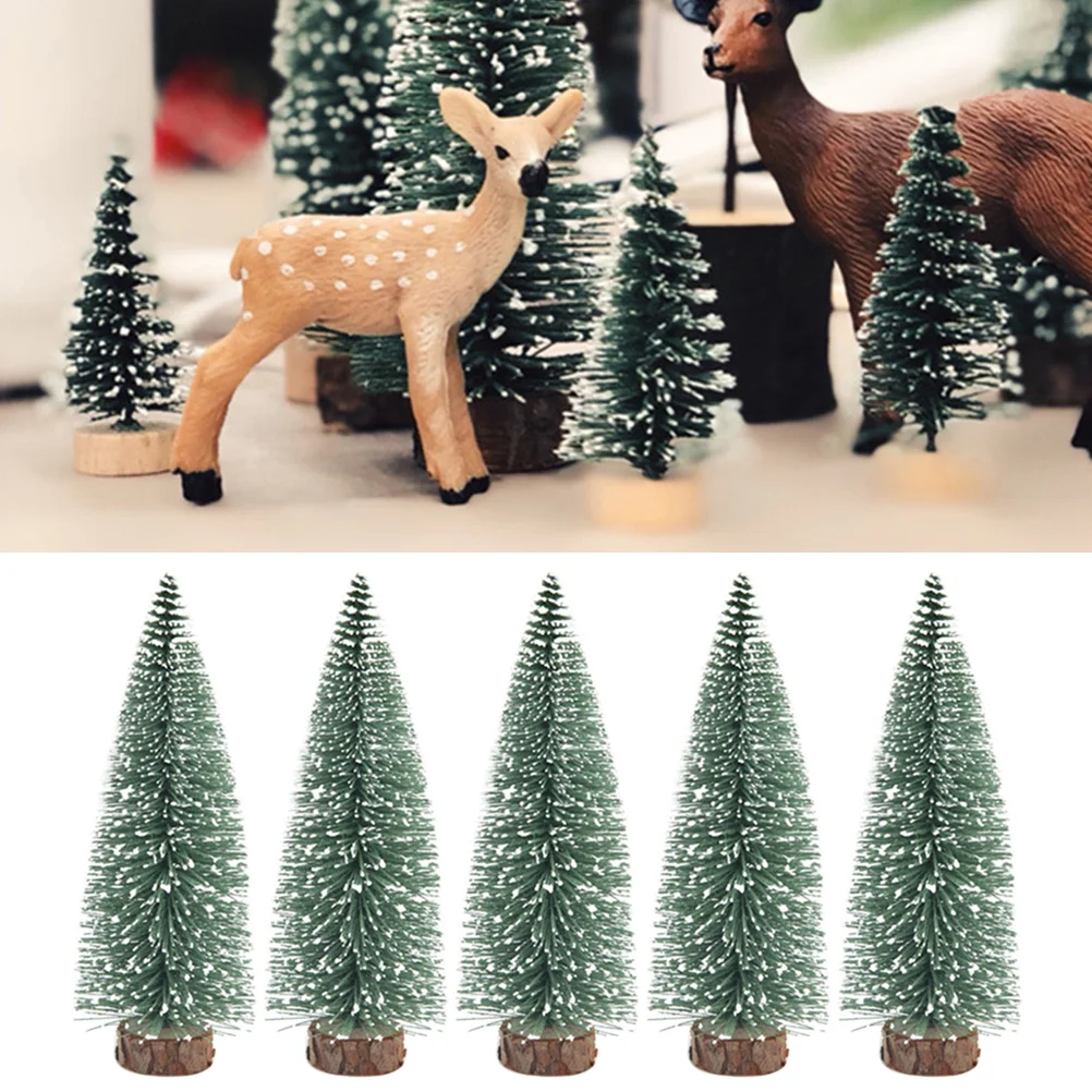 

10Pcs Sisal Trees Bottle Brush Trees Miniature Pine Tree Tabletop Christmas Tree Decor for Crafts Party Home Decoration
