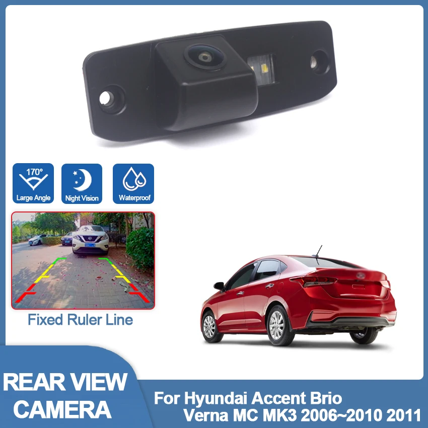 

Камера заднего вида рыбий глаз с ночным видением CCD HD для Hyundai Accent Brio Verna MC MK3 2006 ~ 2009 2010 2011, автомобильный монитор заднего вида
