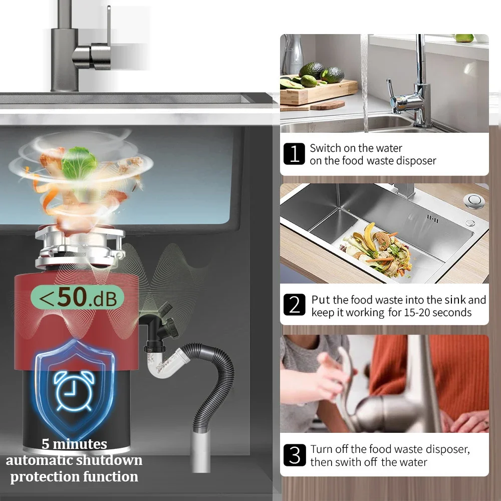 Food Wasting Processor Kitchen Sink Disposal Kitchen Under Sink Garbage Feed Disposal