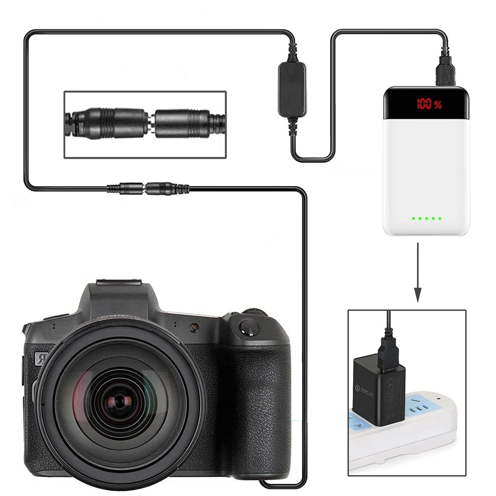 ACK-E6 DR-E6 LP E6 E6N Dummy Battery USB Power Adapter Kit for Canon EOS 5D Mark III II 6D 7D 60D 70D 80D 90D R R5 R6