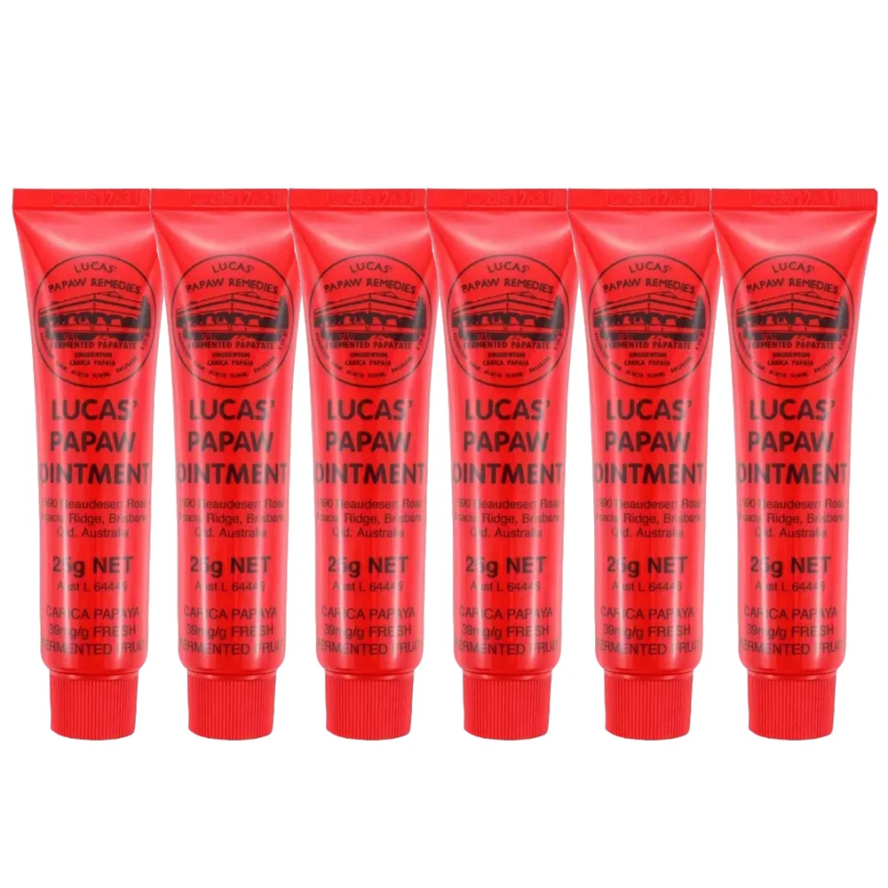 6 Pz Au Lucas Papaw Unguento Rash Cream Balsamo Per Le Labbra Cura Della Pelle Delle Ferite Papaya Riparazione Della Pelle Crema Papaw Lucas Oil 25G