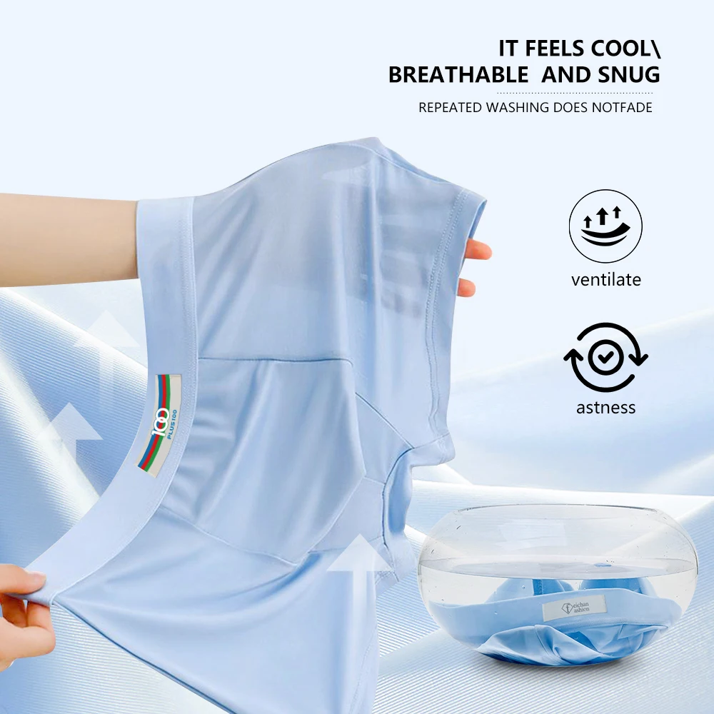 100  Men's Boxer Briefs Underwear Ice Silk Seamless Ultra Thin Breathable Panties Short Leg Underpants men lingerie gift box