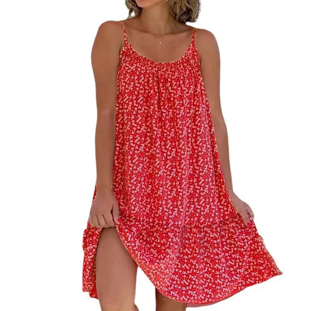 Women Floral Print Sleeveless Summer Dress
