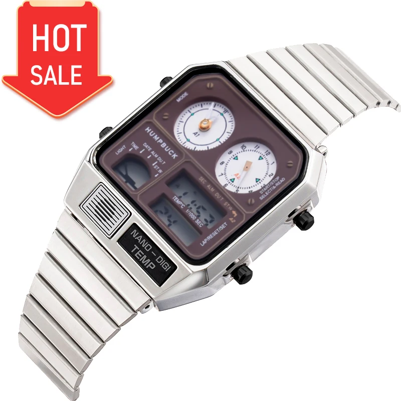 

HUMPBUCK Classic Stainless Steel Waterproof Alarm Watch for Versatile Wear