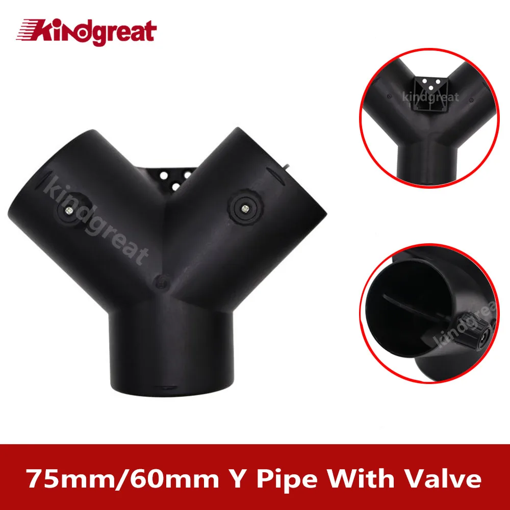75Mm 60Mm Y Branch Diesel Heater Tubo Di Sfiato Dell'Aria Joiner Splitter Ducting Connector Con Connettore Di Uscita Della Valvola A Lembo Del Regolat