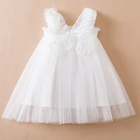 Summer Girls' Princess Party Birthday Dress Back Bow Wings Fairy Strap Embroidered Butterfly Mesh Dress Rainbow Baby Clothes 5