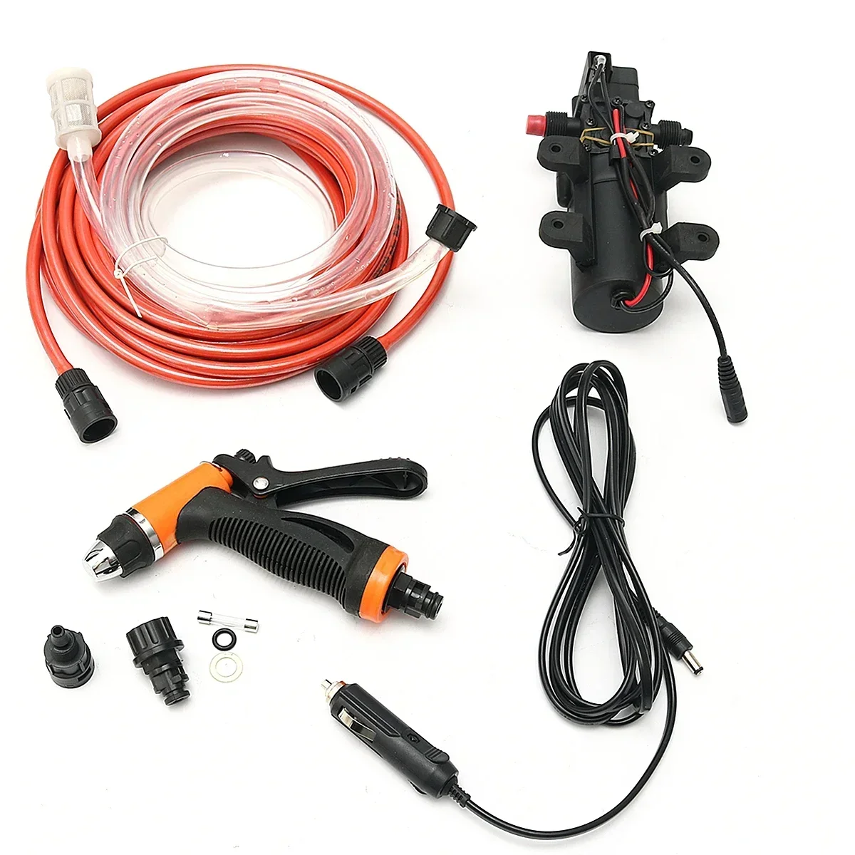 세차 펌프 고압 자급식 전기 휴대용 세탁기, 담배 라이터 워터 펌프 세트, 12V, 100W, 160PSI
