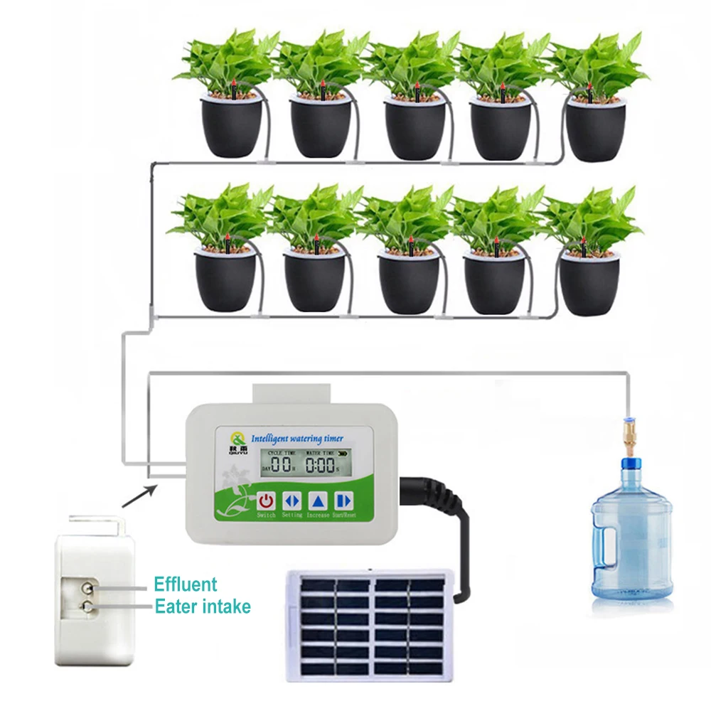 

Solar Drip Irrigation System Device Automatic Irrigation Watering Pump Drip Nozzle Timer for Garden Potted Plants Watering Tools