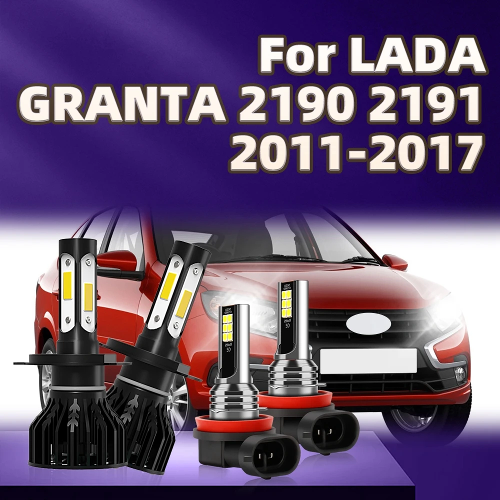 

4Pcs 130W Car Led Headlight H11 H4 Fog Headlamp Kit For LADA GRANTA 2190 2191 2011 2012 2013 2014 2015 2016 2017