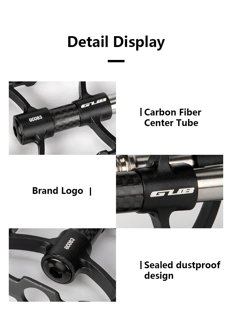 GUB GC083 Fahrrad Ultraleichtes Doppellager Aluminiumlegierung Pedal MTB/Rennrad/Klapprad Titan-Achsen-Pedale Leichtgewichtige Pedale – Detail 12