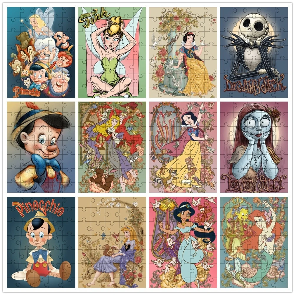 

Disney Cartoon Characters 35 Pieces Mini Jigsaw Puzzles Disney Princess Dumbo Pinocchio Puzzle for Adults Educational Toys Gifts