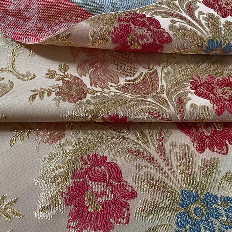 Brokat Jacquard Stoffe Blumenmuster Damast geprägt europäischen Stoff DIY Näh material Cheong sam Kleid Satin Kleidungs stück Stoff – Detail 4
