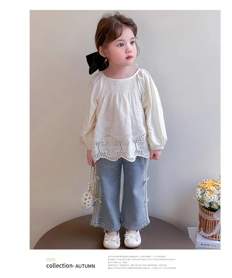 Mädchen-Jeans mit Schleifenmuster, neue BlingBling-Diamant-Jeans, Kinderkleidung, gerade, weit geschnittene Hosen, lockere Hosen, 2–8 Jahre – Detail 18