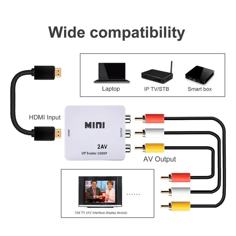 AV Adapter Video AV Audio Adapter Composite CVBS Capture Convert Connect Set-top Box To Old TV Supports PAL/NTSC