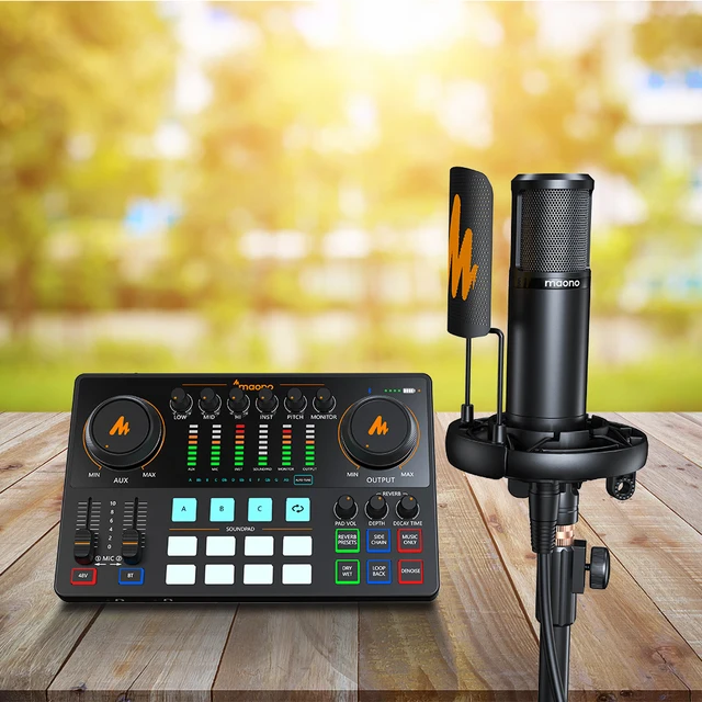 Micro Gaming avec Table de Mixage Microphone à Condensateur, PC Carte Son  Externe DJ Controleur Ensemble d'équipement de Podcast pour Streaming  Karaoke Podcast  Guitare