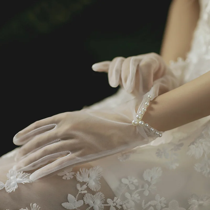 Wedding Dress Gloves Glove Mesh Tulle Spring Summer Short Party Dancing