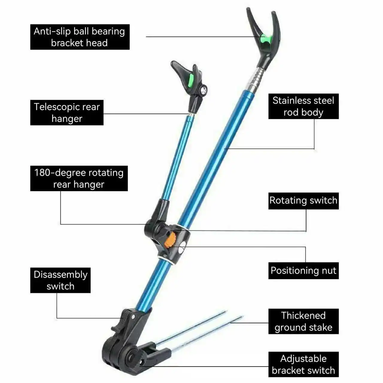 Thickened Telescopic Fishing Rod Bracket Dual Purpose Holder