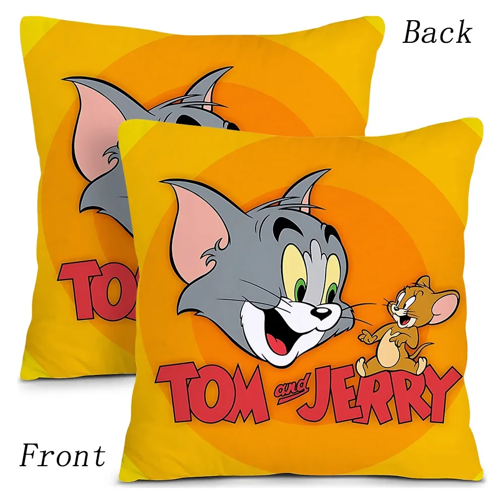 NEW Tom And Jerry Angry Cute Pillow Covers Cartoon Sofa Decorative Home Double-sided Printing Short Plush Cute Cushion Cover